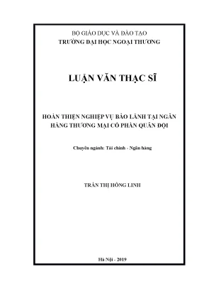 Luận văn thạc sĩ hoàn thiện nghiệp vụ bảo lãnh tại ngân hàng thương mại cổ phần quân đội