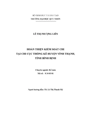 Luận văn thạc sĩ hoàn thiện kiểm soát chi tại chi cục thống kê huyện vĩnh thạnh tỉnh bình định