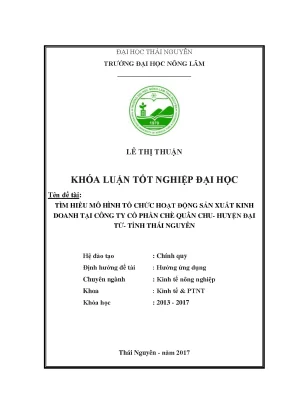 Luận văn tìm hiểu mô hình tổ chức và hoạt động sản xuất kinh doanh tại công ty cổ phần chè quân chu huyện đại từ tỉnh thái nguyên