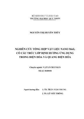 Luận văn thạc sĩ nghiên cứu tổng hợp vật liệu nano mos2 có cấu trúc lớp định hướng ứng dụng trong điện hóa và quang điện hóa