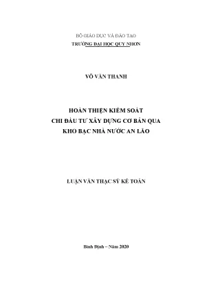 Luận văn thạc sĩ hoàn thiện kiểm soát chi đầu tư xây dựng cơ bản qua kho bạc nhà nước an lão
