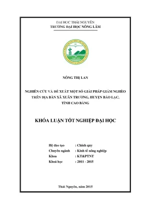 Luận văn thạc sĩ nghiên cứu và đề xuất một số giải pháp giảm nghèo trên địa bàn xã xuân trường huyện bảo lạc tỉnh cao bằng