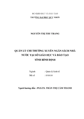 Luận văn thạc sĩ quản lý chi thường xuyên ngân sách nhà nước tại cơ sở giáo dục và đào tạo tỉnh bình định
