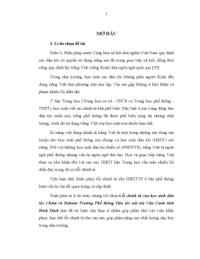 Luận văn thạc sĩ lỗi chính tả của học sinh dân tộc chăm và bahnar trường phổ thông dân tộc nội trú vân canh tỉnh bình định