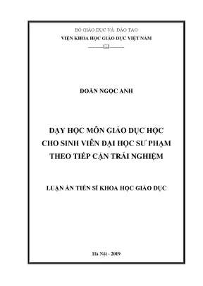 Luận văn thạc sĩ dạy học môn giáo dục học cho sinh viên đại học sư phạm theo tiếp cận trải nghiệm