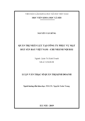 Luận văn thạc sĩ quản trị nhân lực tại công ty phục vụ mặt đất sân bay việt nam chi nhánh nội bài