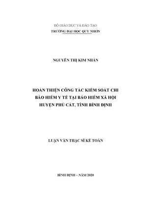 Luận văn thạc sĩ hoàn thiện công tác kiểm soát chi bảo hiểm y tế tại bảo hiểm xã hội huyện phù cát tỉnh bình định