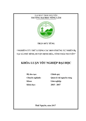 Luận văn nghiên cứu trữ lượng các bon ở rừng tự nhiên iib tại xã phú đình huyện định hóa tỉnh thái nguyên