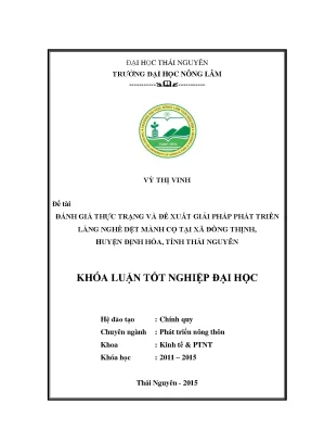 Luận văn thạc sĩ đánh giá thực trạng và đề xuất giải pháp phát triển làng nghề dệt mành cọ tại xã đồng thịnh huyện định hóa tỉnh thái nguyên