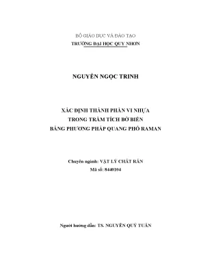 Luận văn thạc sĩ xác định thành phần vi nhựa trong trầm tích bờ biển bằng phương pháp quang phổ raman