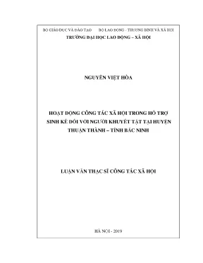 Luận văn thạc sĩ hoạt động công tác xã hội trong hỗ trợ sinh kế đối với người khuyết tật tại huyện thuận thành tỉnh bắc ninh