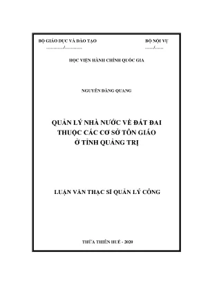 Luận văn thạc sĩ quản lý nhà nước về đất đai thuộc các cơ sở tôn giáo tỉnh quảng trị
