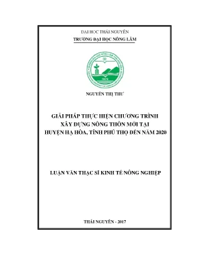 Luận văn giải pháp thực hiện chương trình xây dựng ntm tại huyện hạ hòa tỉnh phú thọ đến năm 2020