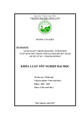 Luận văn áp dụng quy trình chăm sóc nuôi dưỡng và sử dụng đực giống nuôi tại trại bùi huy hạnh huyện tứ kỳ tỉnh hải dương