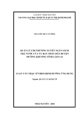 Luận văn thạc sĩ quản lý chi thường xuyên ngân sách nhà nước của ủy ban nhân dân huyện mường khương tỉnh lào cai
