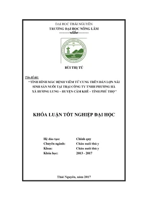 Luận văn tình hình mắc bệnh viêm tử cung trên đàn lợn nái sinh sản nuôi tại trại công ty tnhh phương hà xã hương lung huyện cẩm khê
