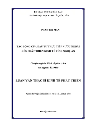 Luận văn tác động của đầu tư trực tiếp nước ngoài đến phát triển kinh tế tỉnh nghệ an