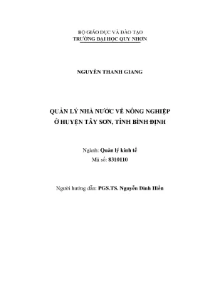 Luận văn thạc sĩ quản lý nhà nước về nông nghiệp ở huyện tây sơn tỉnh bình định