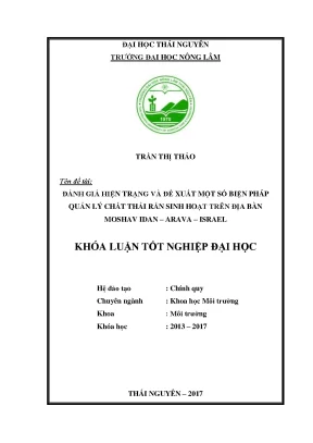 Luận văn đánh giá hiện trạng và đề xuất một số biện pháp quản lý chất thải rắn sinh hoạt tại moshav idan arava israel