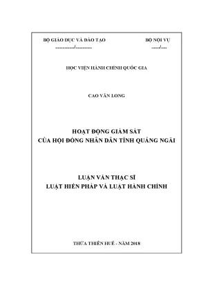 Luận văn thạc sĩ hoạt động giám sát của hội đồng nhân dân tỉnh quảng ngãi