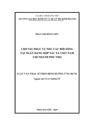 Luận văn thạc sĩ cho vay phục vụ nhu cầu đời sống tại ngân hàng hợp tác xã việt nam chi nhánh phú thọ