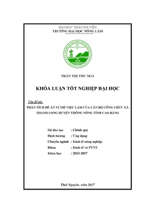 Luận văn phân tích đề án vị trí việc làm của cán bộ công chức xã thanh long huyện thông nông tỉnh cao bằng