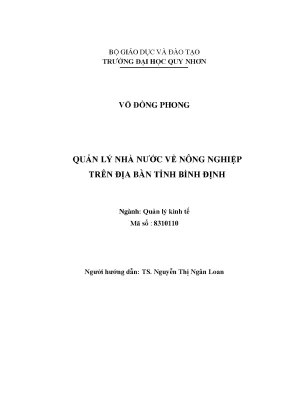 Luận văn thạc sĩ quản lý nhà nước về nông nghiệp trên địa bàn tỉnh bình định