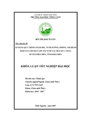 Luận văn áp dụng quy trình chăm sóc nuôi dưỡng và phòng trị bệnh sinh sản cho đàn lợn nái nuôi tại trại huy toan huyện điện biên tỉnh điện biên