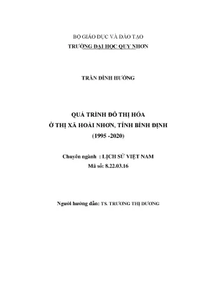 Luận văn thạc sĩ quá trình đô thị hóa ở thị xã hoài nhơn tỉnh bình định 1995 2020