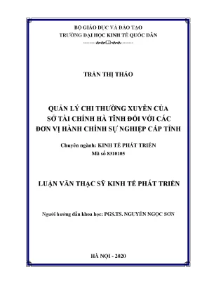 Luận văn quản lý chi thường xuyên của sở tài chính hà tĩnh đối với các đơn vị hành chính sự nghiệp cấp tỉnh
