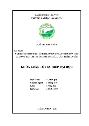 Luận văn nghiên cứu đặc điểm sinh trưởng và phát triển của một số giống sắn tại trường đại học nông lâm thái nguyên