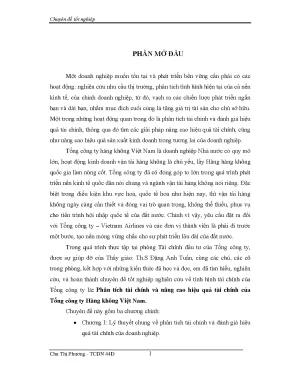 Luận văn tốt nghiệp phân tích tài chính và nâng cao hiệu quả tài chính của tổng công ty hàng không việt nam