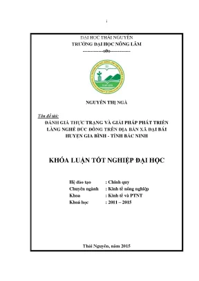 Luận văn thạc sĩ đánh giá thực trạng và giải pháp phát triển làng nghề đúc đồng trên địa bàn xã đại bái huyện gia bình tỉnh bắc ninh