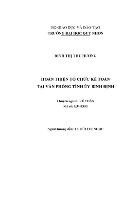 Luận văn thạc sĩ hoàn thiện tổ chức kế toán tại văn phòng tỉnh ủy bình định