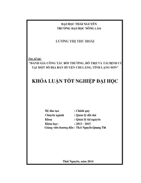 Luận văn thạc sĩ đánh giá công tác bồi thường hỗ trợ và tái định cư tại một số dự án trên địa bàn huyện chi lăng tỉnh lạng sơn