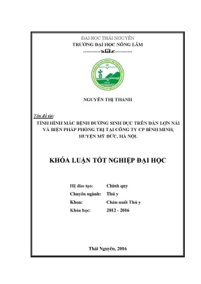 Luận văn thạc sĩ tình hình mắc bệnh đường sinh dục trên đàn lợn nái và biện pháp phòng trị tại công ty cp bình minh huyện mỹ đức hà nội
