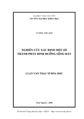 Luận văn thạc sĩ nghiên cứu xác định một số thành phần dinh dưỡng sông đáy