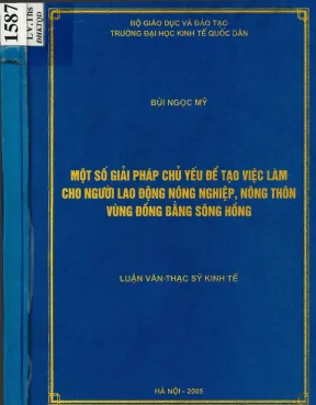 Luận văn một số giải pháp chủ yếu để tạo việc làm cho người lao động nông nghiệp nông thôn vùng đồng bằng sống hồng