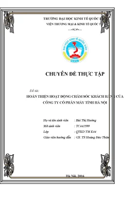 Luận văn tốt nghiệp hoàn thiện hoạt động chăm sóc khách hàng của công ty cổ phần máy tính hà nội