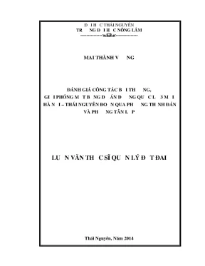 Luận văn thạc sĩ đánh giá công tác bồi thường giải phóng mặt bằng dự án đường quốc lội 3 mới hà nội thái nguyên đoạn qua phường thịnh đán và phường tân lập