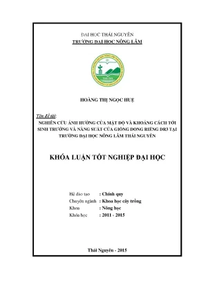 Luận văn thạc sĩ nghiên cứu ảnh hưởng của mật độ và khoảng cách tới sinh trưởng và năng suất của giống dong riềng dr3 tại trường đại học nông lâm thái nguyên