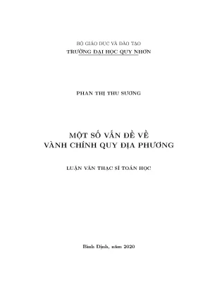 Luận văn thạc sĩ một số vấn đề về vành chính quy địa phương