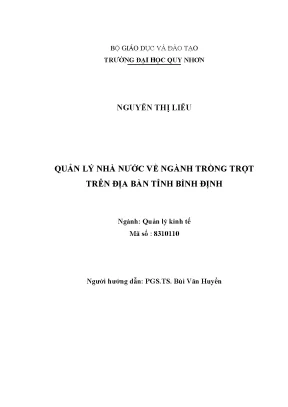 Luận văn thạc sĩ quản lý nhà nước về ngành trồng trọt trên địa bàn tỉnh bình định