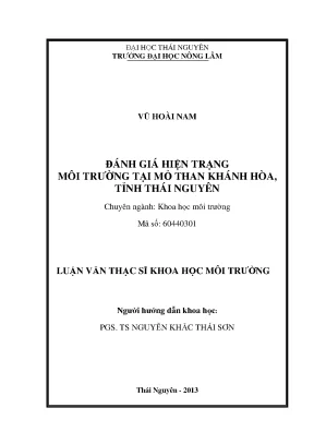 Luận văn thạc sĩ đánh giá hiện trạng môi trường tại mỏ than khánh hòa tỉnh thái nguyên