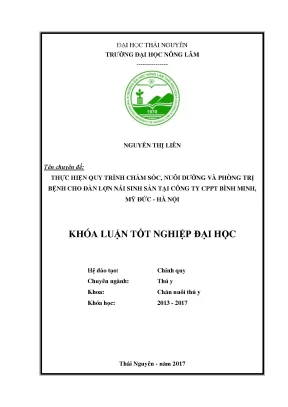 Luận văn thực hiện quy trình chăm sóc nuôi dưỡng và phòng trị bệnh cho đàn lợn nái sinh sản tại công ty cổ phần phát triển bình minh