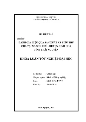 Luận văn thạc sĩ đánh giá hiệu quả sản xuất và tiêu thụ chè tại xã sơn phú huyện định hóa tỉnh thái nguyên