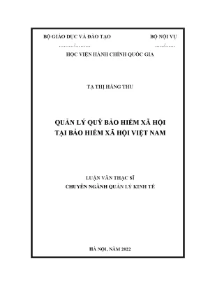 Luận văn thạc sĩ quản lý quỹ bảo hiểm xã hội tại bảo hiểm xã hội việt nam
