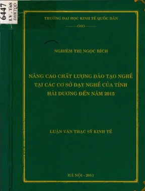 Luận văn nâng cao chất lượng đào tạo nghề tại các cơ sở dạy nghề của tỉnh hải dương đến năm 2015