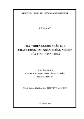 Luận văn thạc sĩ phát triển nguồn nhân lực chất lượng cao ngành công nghiệp của tỉnh thanh hoá