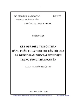 Luận văn thạc sĩ kết quả điều trị sỏi thận bằng phẫu thuật nội soi tán sỏi qua da đường hầm nhỏ tại bệnh viện trung ương thái nguyên